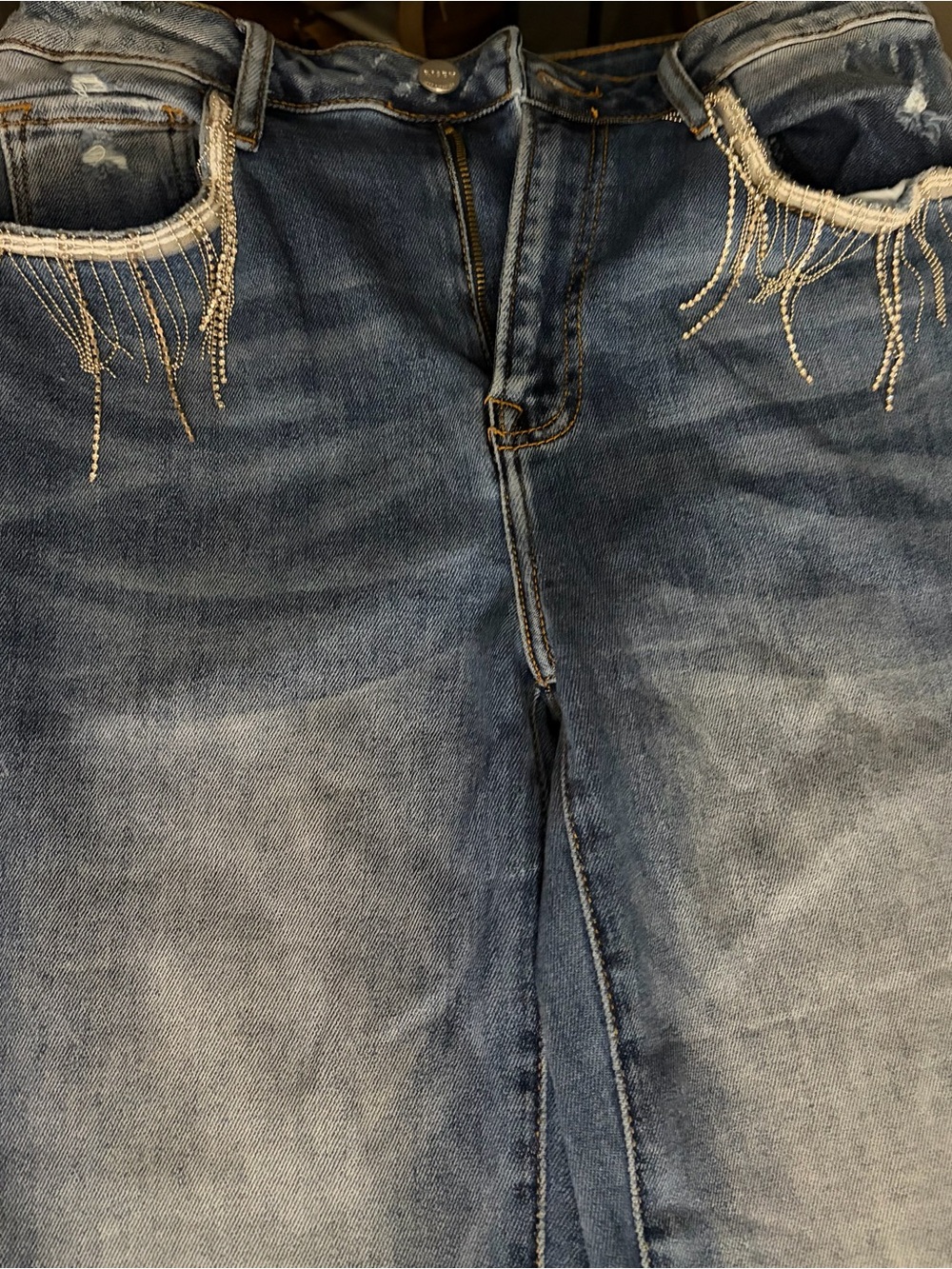Women's Risen Flare Denim Jeans in Faded Blue Wash